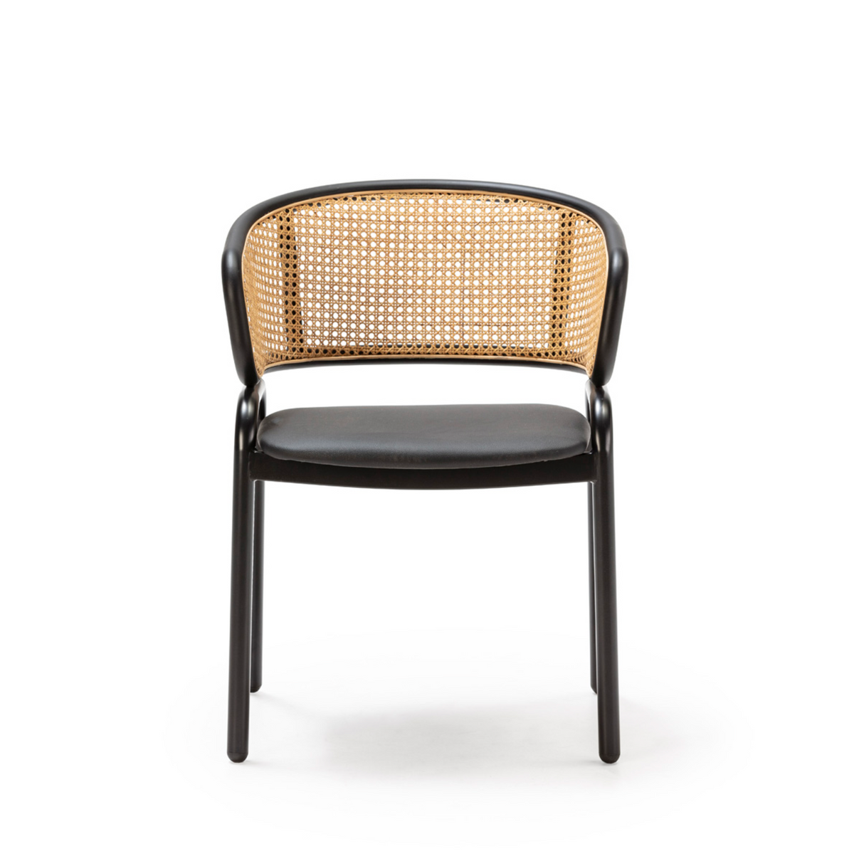 Silla con Reposabrazos Ratán Natural y Metal Negro Estilo Vintage | Thai Natura | Retrotimes
