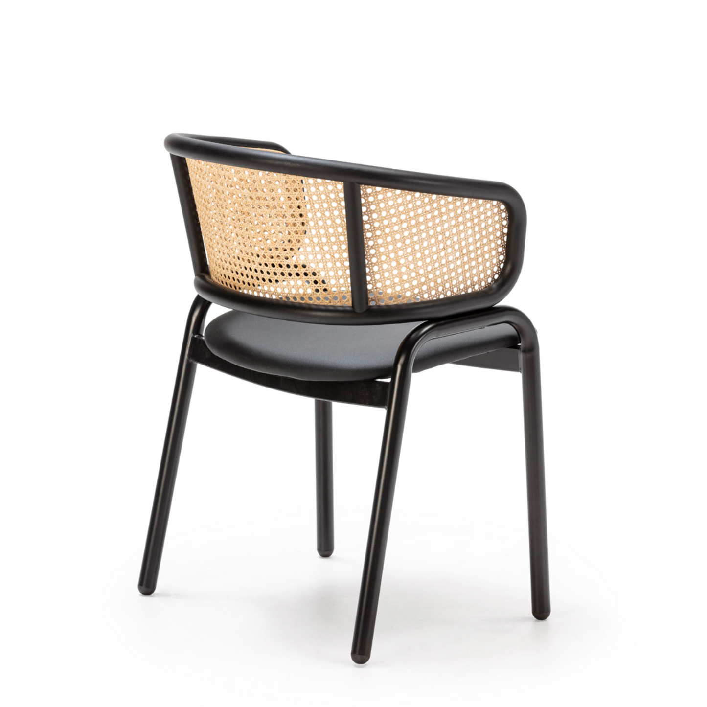 Silla con Reposabrazos Ratán Natural y Metal Negro Estilo Vintage | Thai Natura | Retrotimes