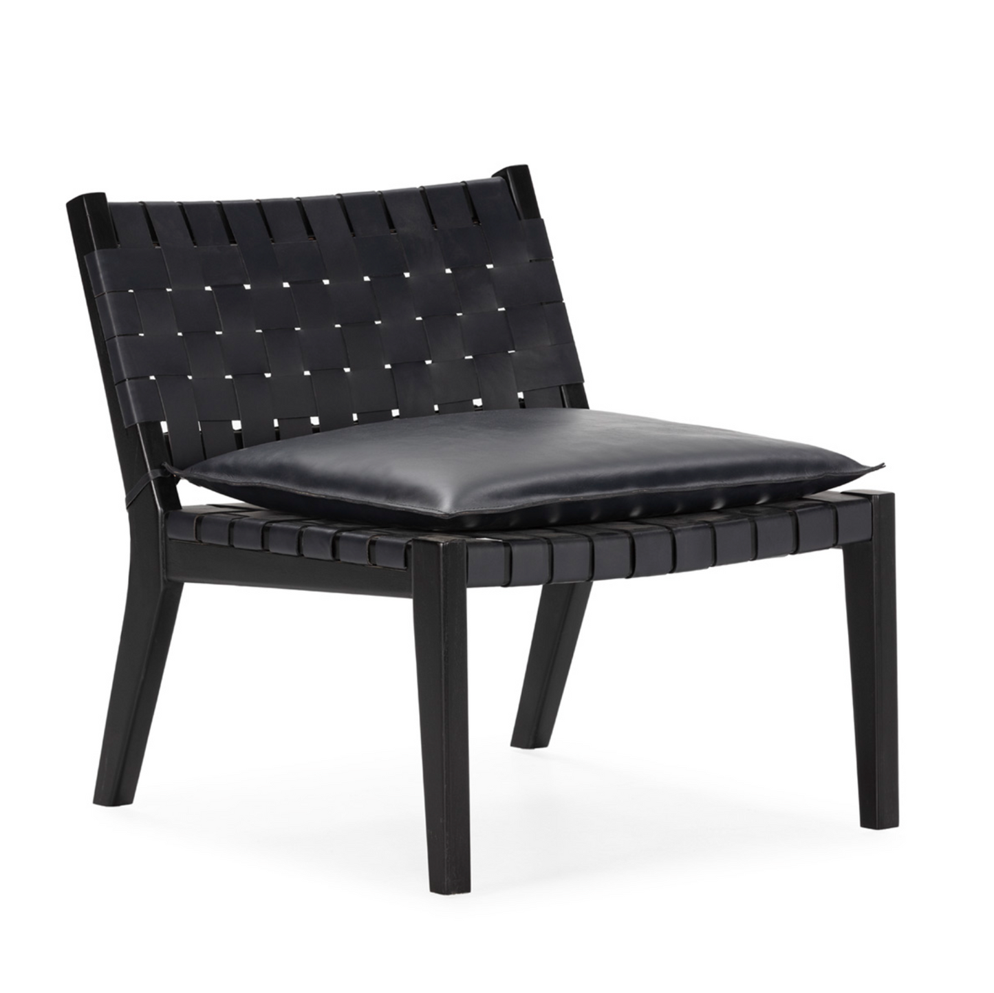 Sillón Mid-Century de Teca Natural y Cuero Trenzado | Thai Natura