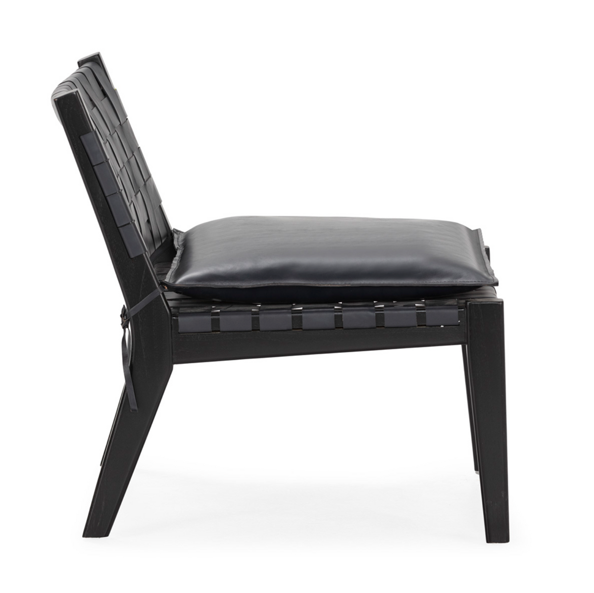 Sillón Mid-Century de Teca Natural y Cuero Trenzado | Thai Natura