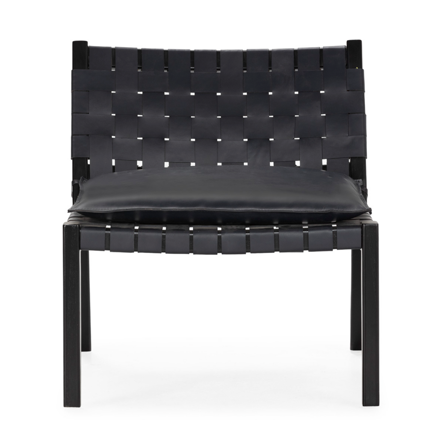 Sillón Mid-Century de Teca Natural y Cuero Trenzado | Thai Natura