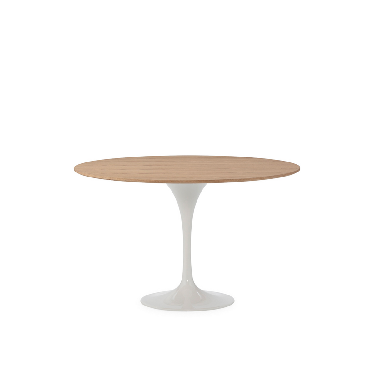 Mesa comedor tulip aluminio blanco y fresno natural vista frontal