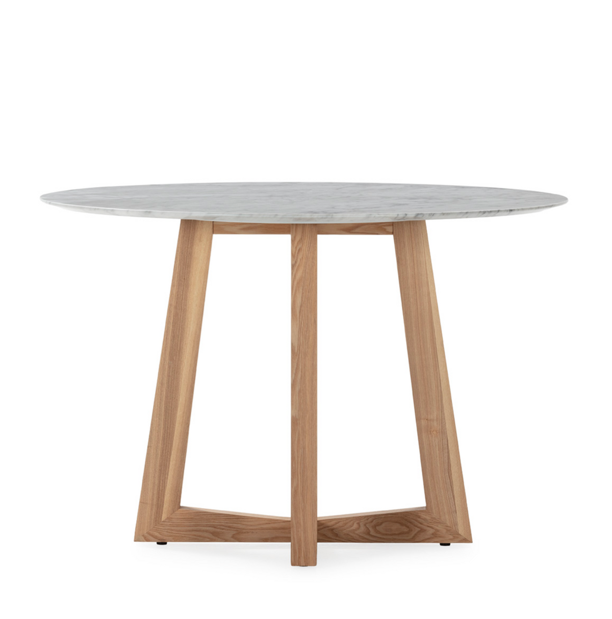 Mesa comedor mármol de Carrara y fresno vista frontal
