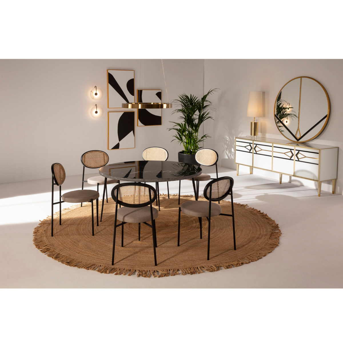 Mesa comedor mármol negro mate vista de producto