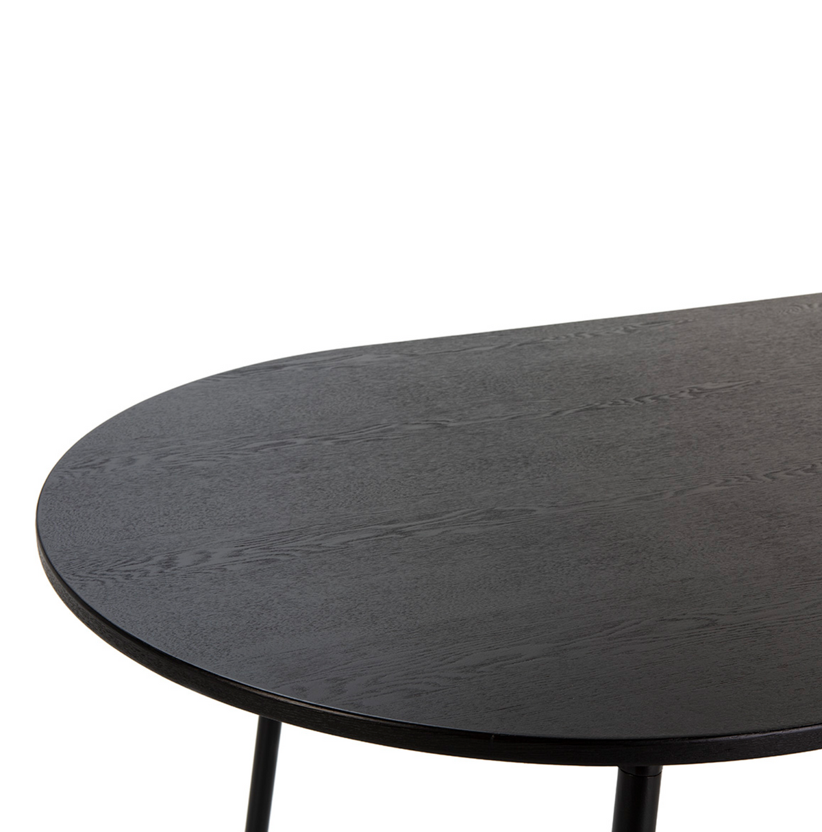 Mesa comedor ovalada fresno negro y metal negro vista superior