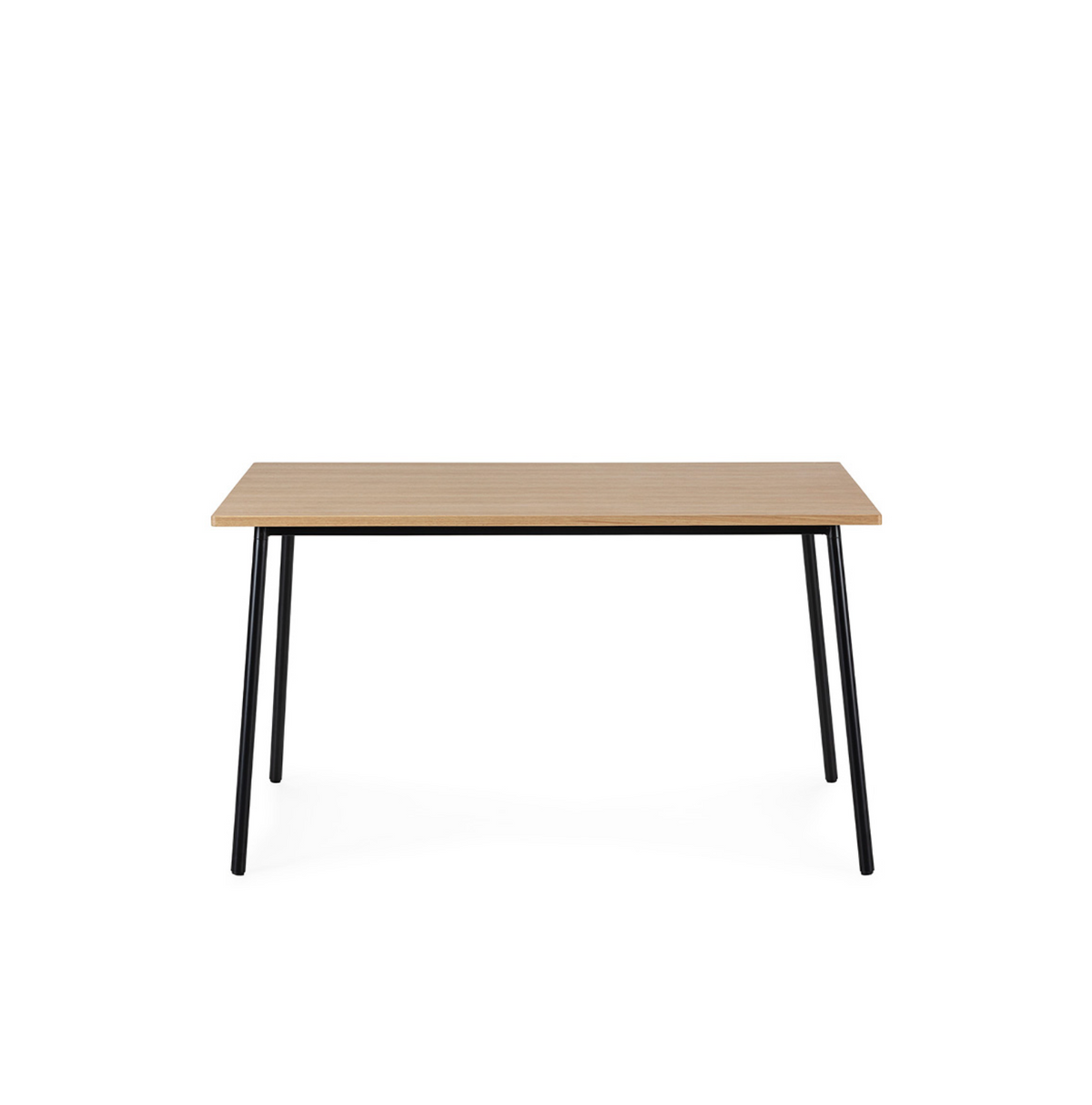 Mesa comedor madera natural y metal negro vista frontal