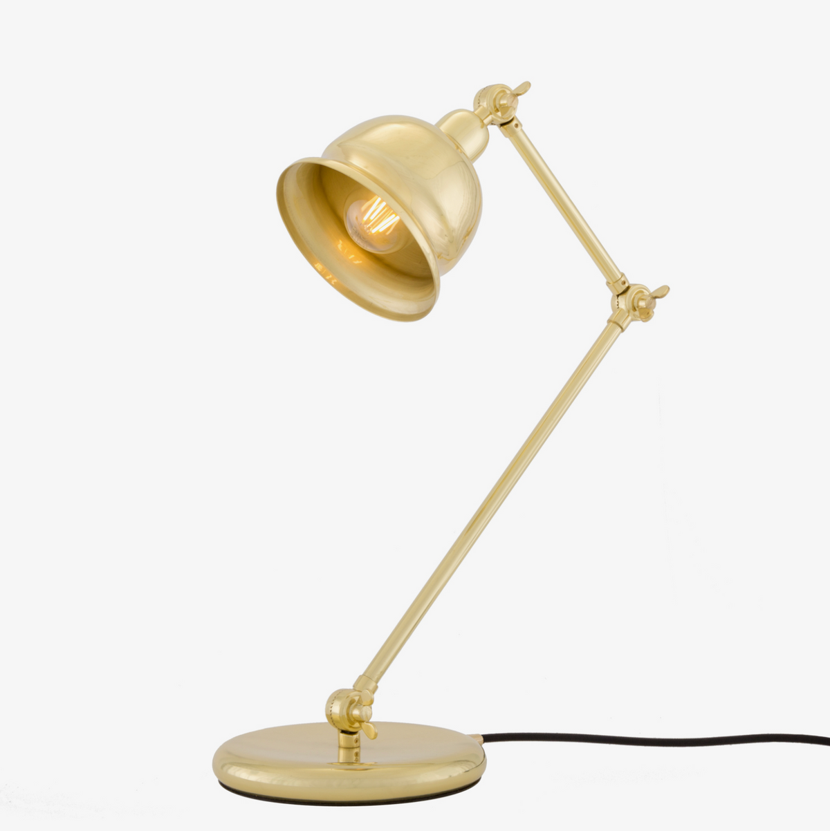 Lámpara de mesa articulada Dale de latón estilo vintage – Mullan Lighting