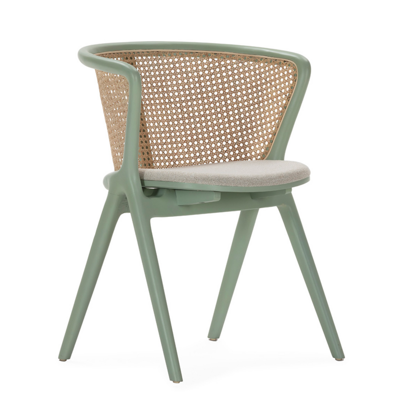 Silla Bistró Madera de Haya, Ratán y Tela Beige Estilo Vintage | Thai Natura | Retrotimes