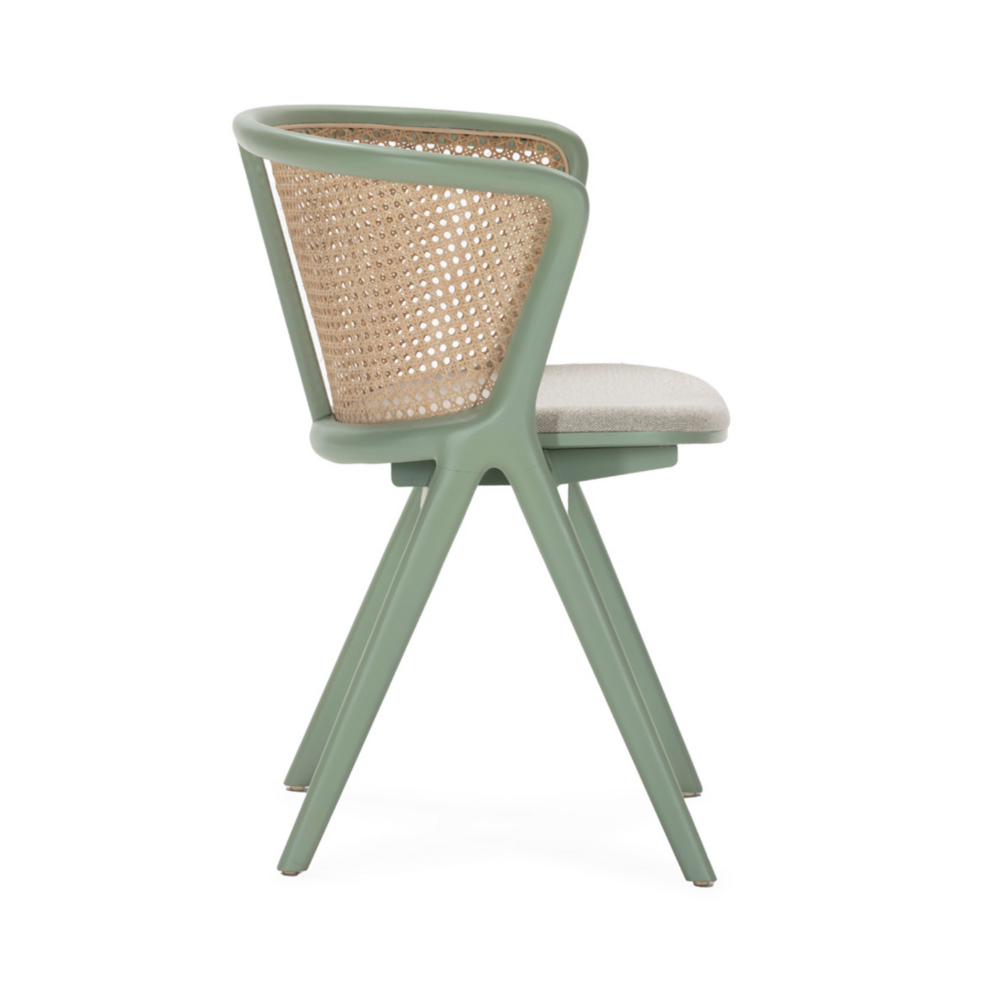 Silla Bistró Madera de Haya, Ratán y Tela Beige Estilo Vintage | Thai Natura | Retrotimes