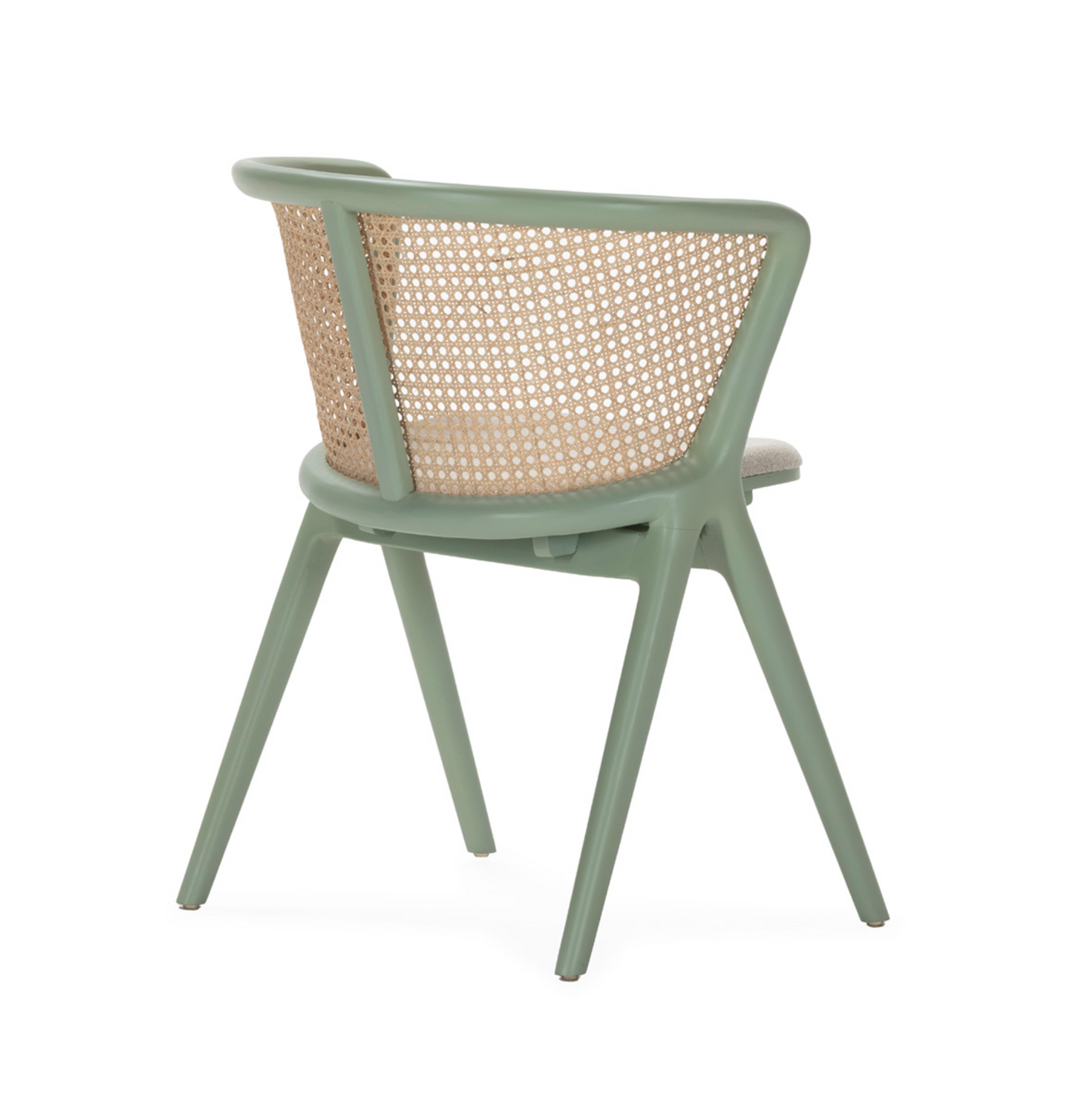 Silla Bistró Madera de Haya, Ratán y Tela Beige Estilo Vintage | Thai Natura | Retrotimes