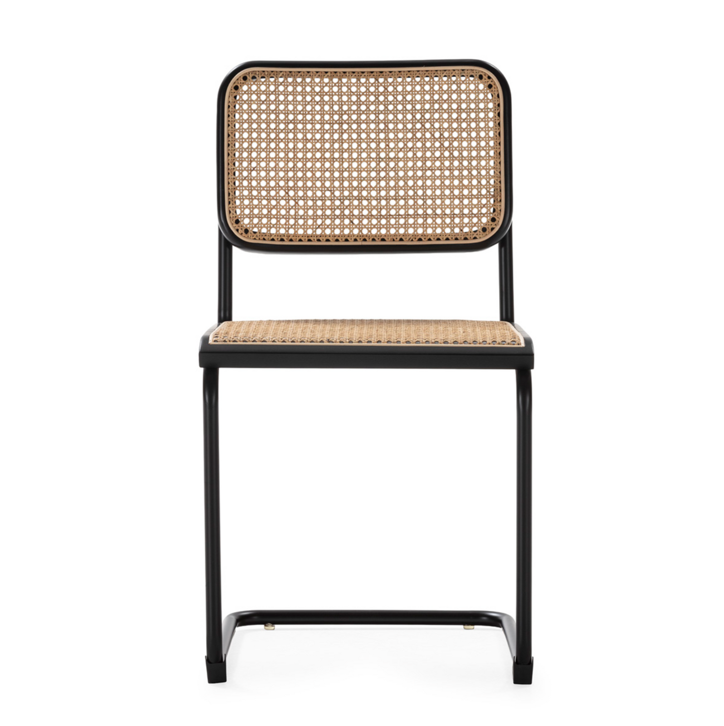 Silla Cesca Estilo Bauhaus Metal Negro y Ratán Natural | Thai Natura | Retrotimes