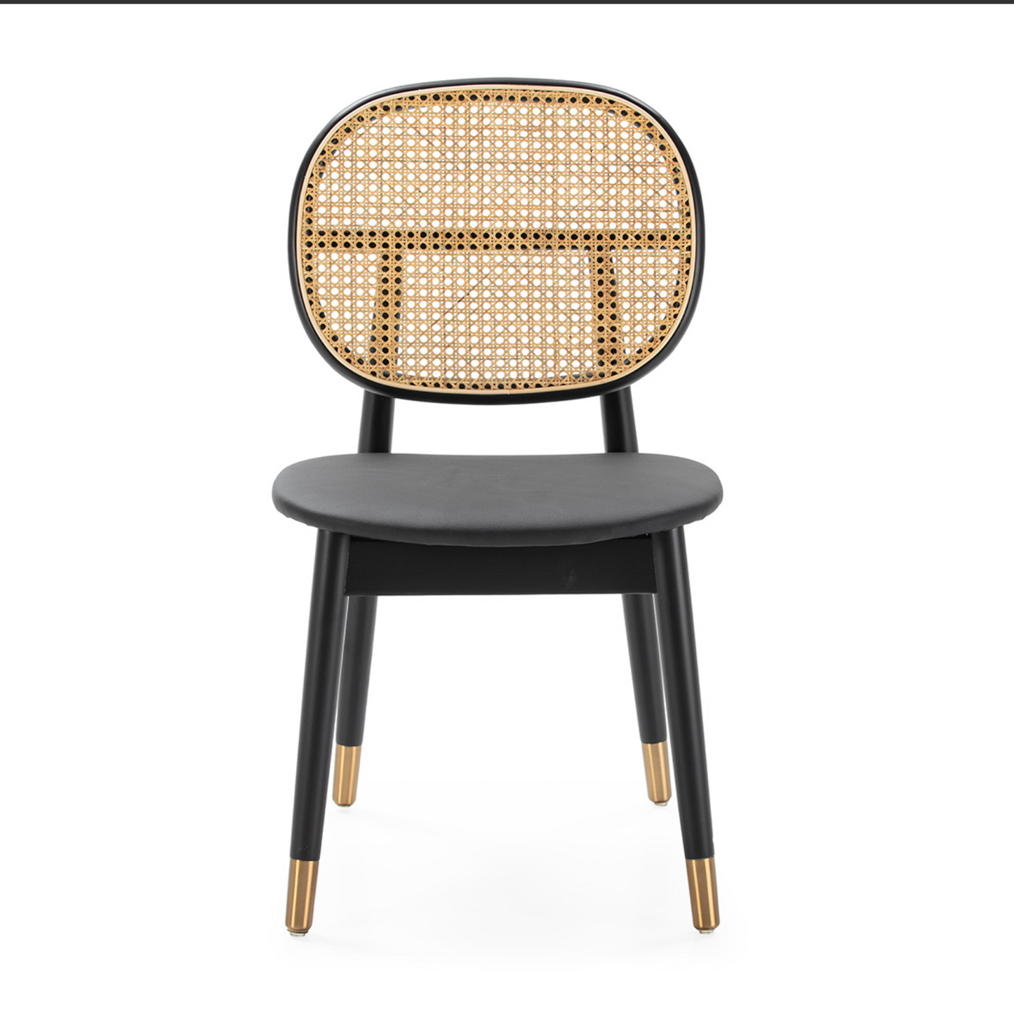 Silla Ratán y Madera Negra con Detalle Dorado Estilo Vintage | Thai Natura | Retrotimes