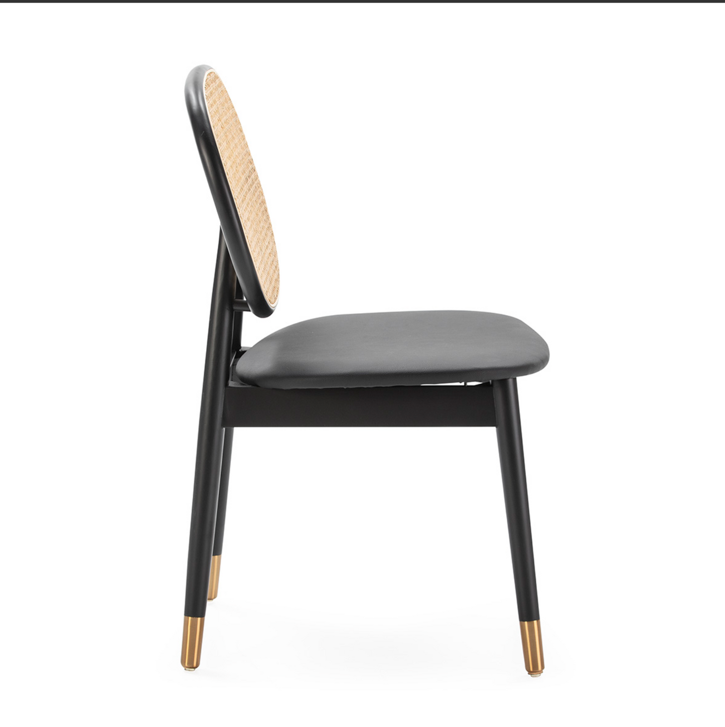 Silla Ratán y Madera Negra con Detalle Dorado Estilo Vintage | Thai Natura | Retrotimes