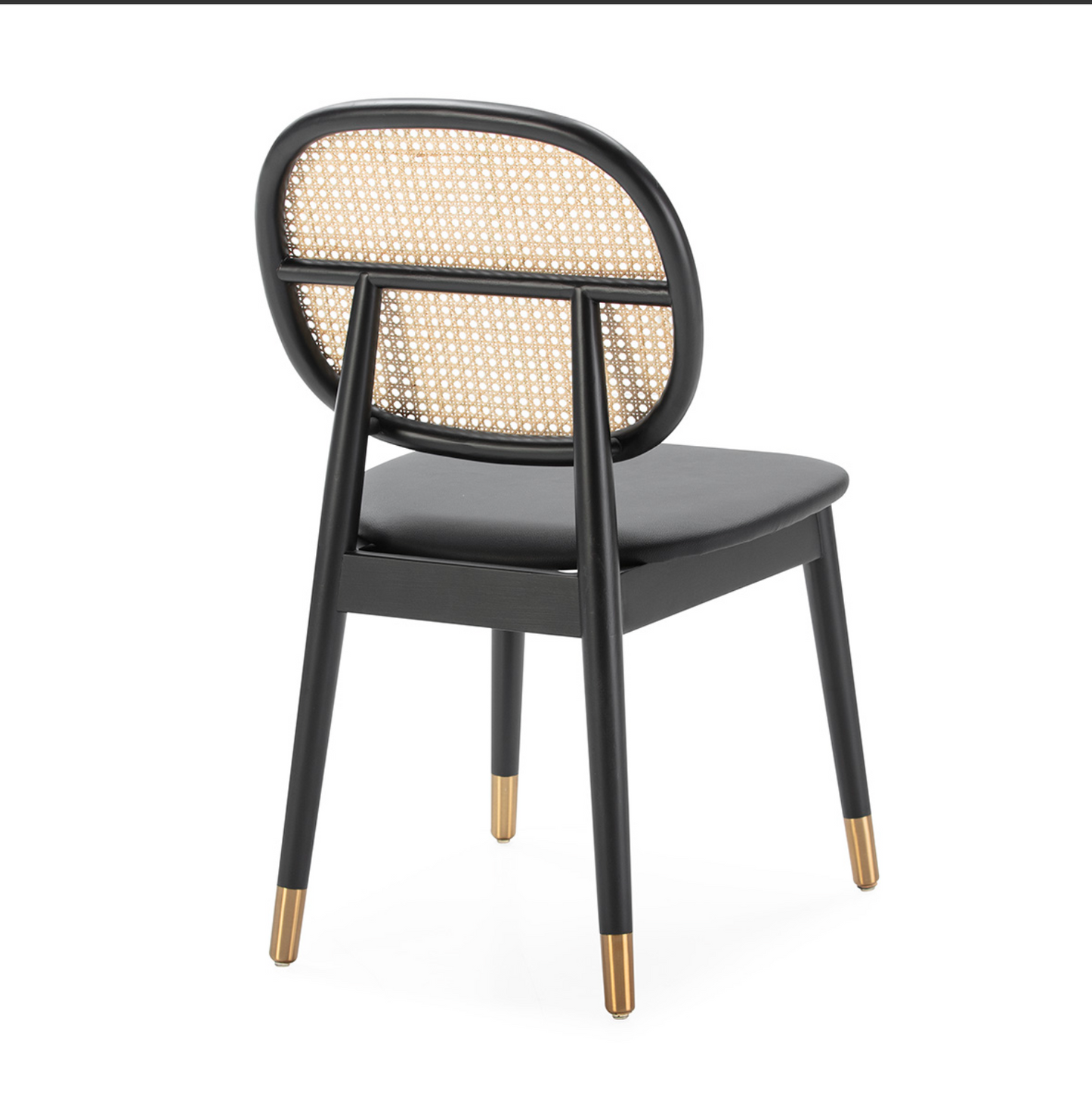 Silla Ratán y Madera Negra con Detalle Dorado Estilo Vintage | Thai Natura | Retrotimes