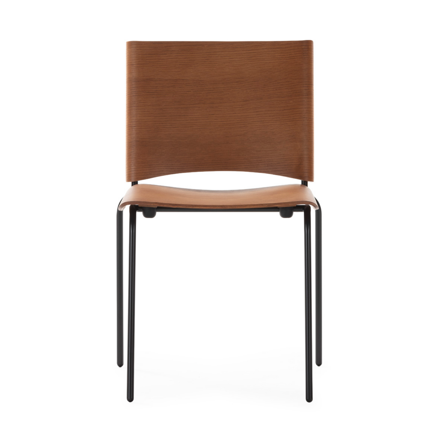 Silla Madera de Roble Nogal y Metal Negro Estilo Mid-Century | Thai Natura | Retrotimes
