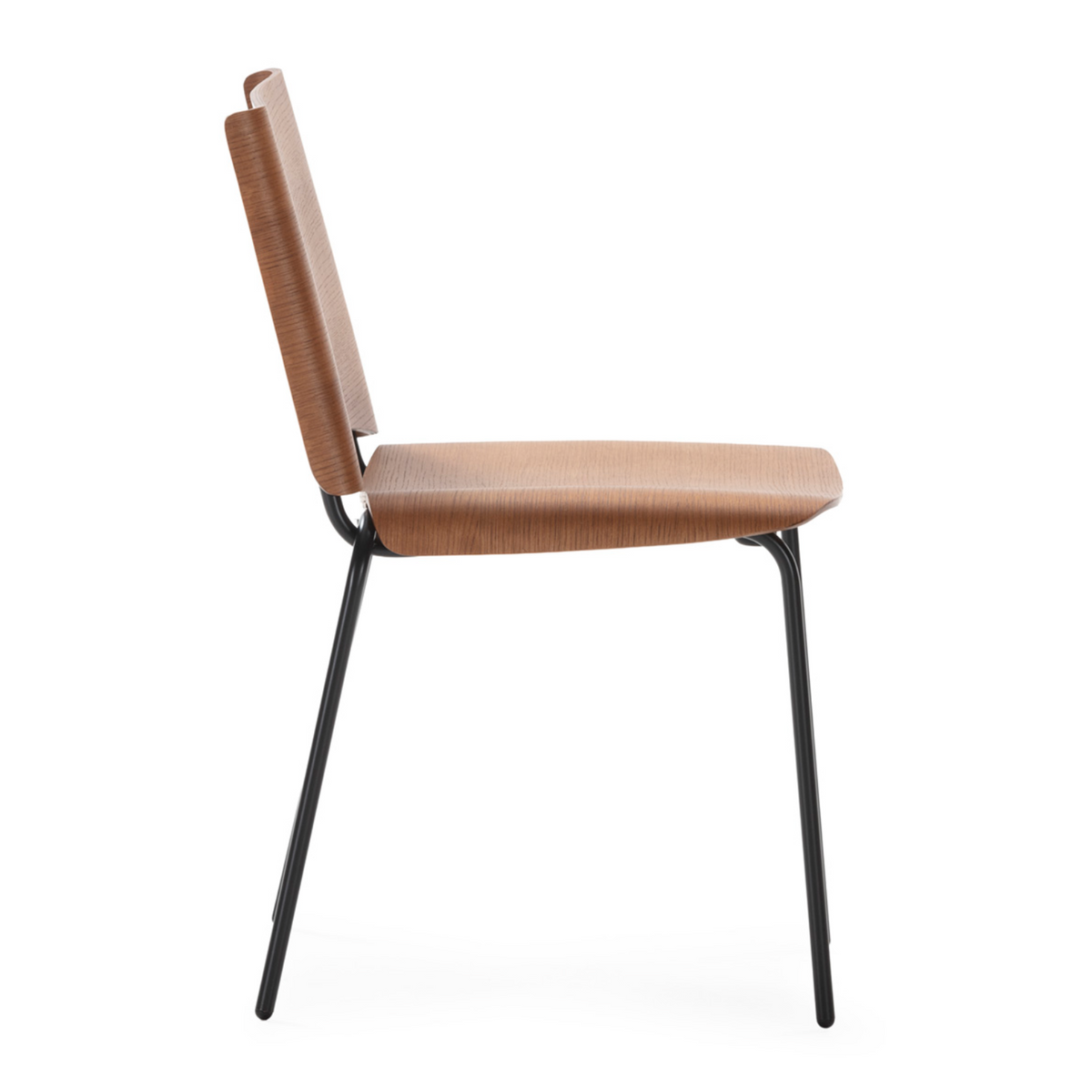 Silla Madera de Roble Nogal y Metal Negro Estilo Mid-Century | Thai Natura | Retrotimes