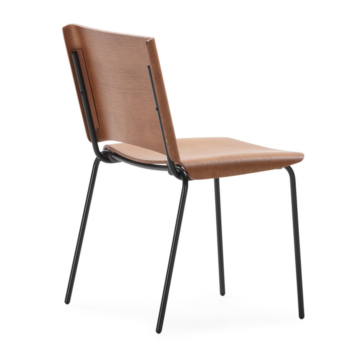 Silla Madera de Roble Nogal y Metal Negro Estilo Mid-Century | Thai Natura | Retrotimes