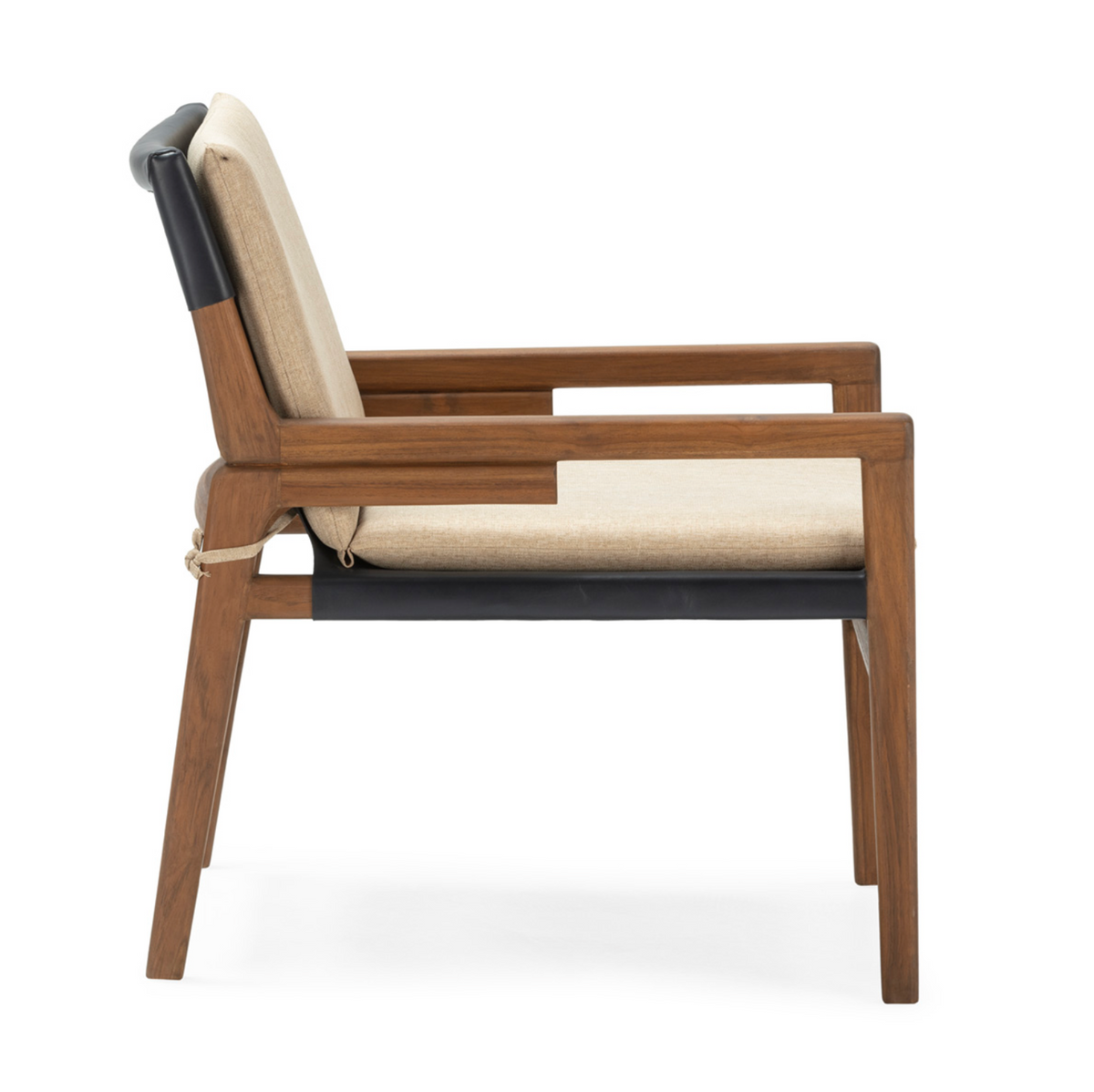 Sillón Mid-Century de Madera de Teca y Cuero | Thai Natura