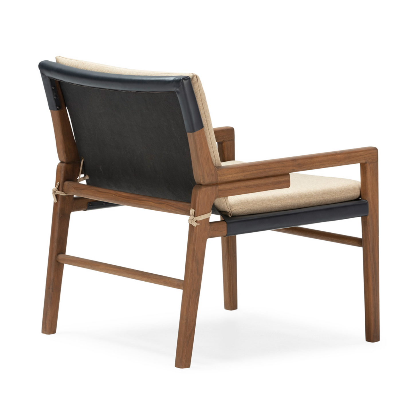 Sillón Mid-Century de Madera de Teca y Cuero | Thai Natura