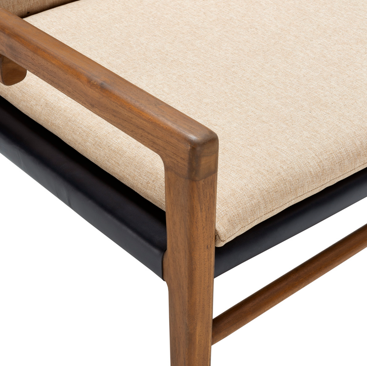 Sillón Mid-Century de Madera de Teca y Cuero | Thai Natura