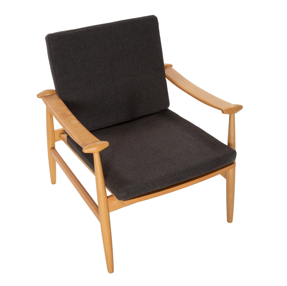 Sillón Escandinavo Mid-Century de Haya Natural y Tela Negra | Thai Natura