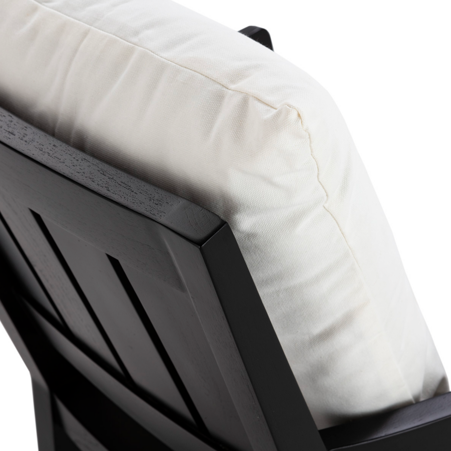 Sillón Art Déco de Madera de Teca Lacada en Negro y Cojines Blancos | Thai Natura