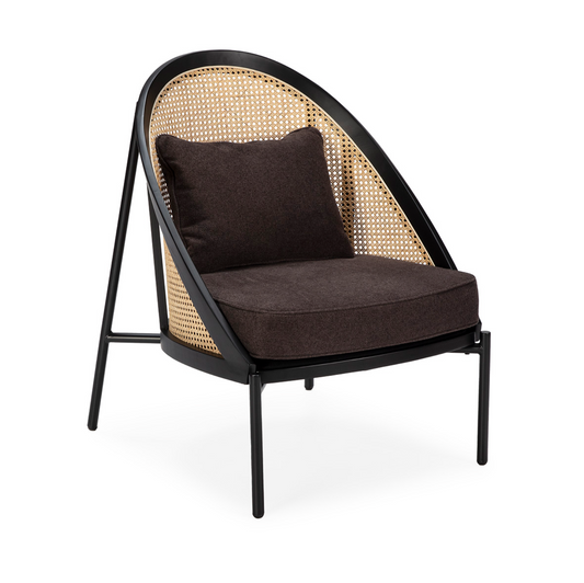 Sillón Capullo de Ratán Natural, Madera y Metal Negro | Thai Natura