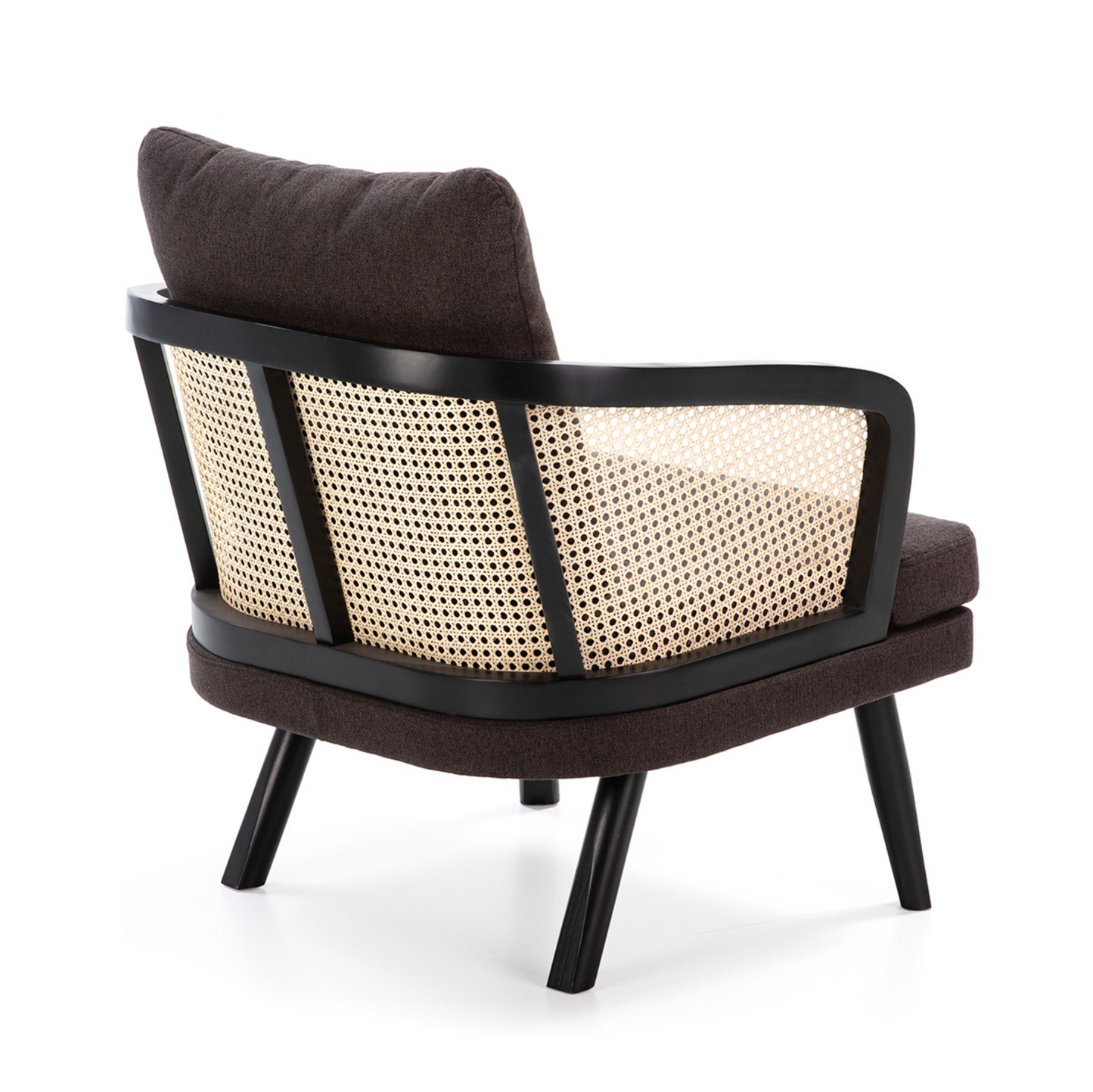 Sillón Vintage de Ratán Natural y Madera Negra con Brazos | Thai Natura