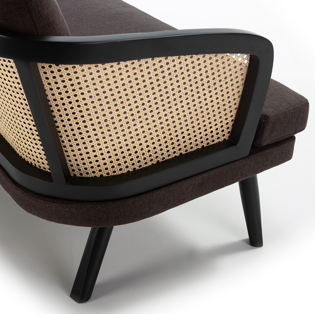 Sillón Vintage de Ratán Natural y Madera Negra con Brazos | Thai Natura