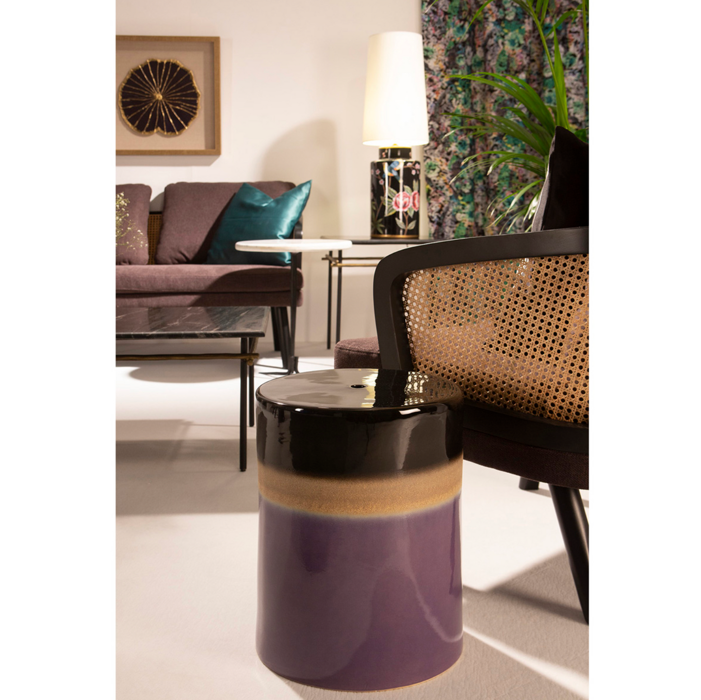 Sillón Vintage de Ratán Natural y Madera Negra con Brazos | Thai Natura