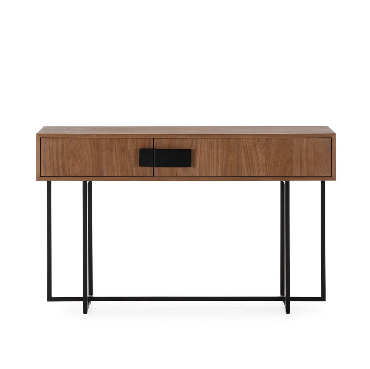 Consola Industrial Madera de Olmo y Hierro | Nogal / Negro Mate