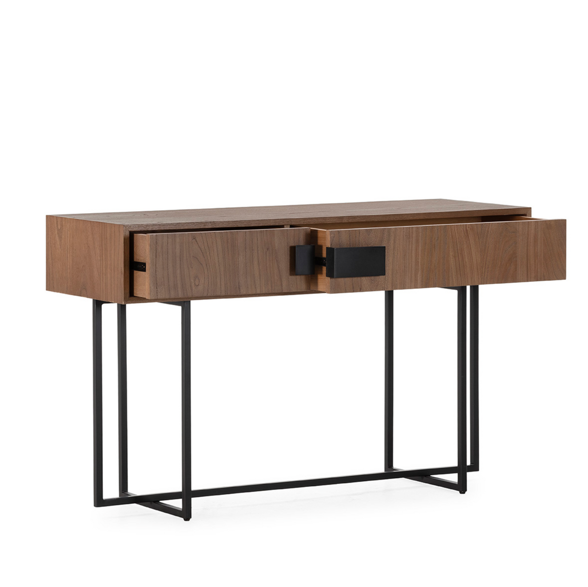 Consola Industrial Madera de Olmo y Hierro | Nogal / Negro Mate