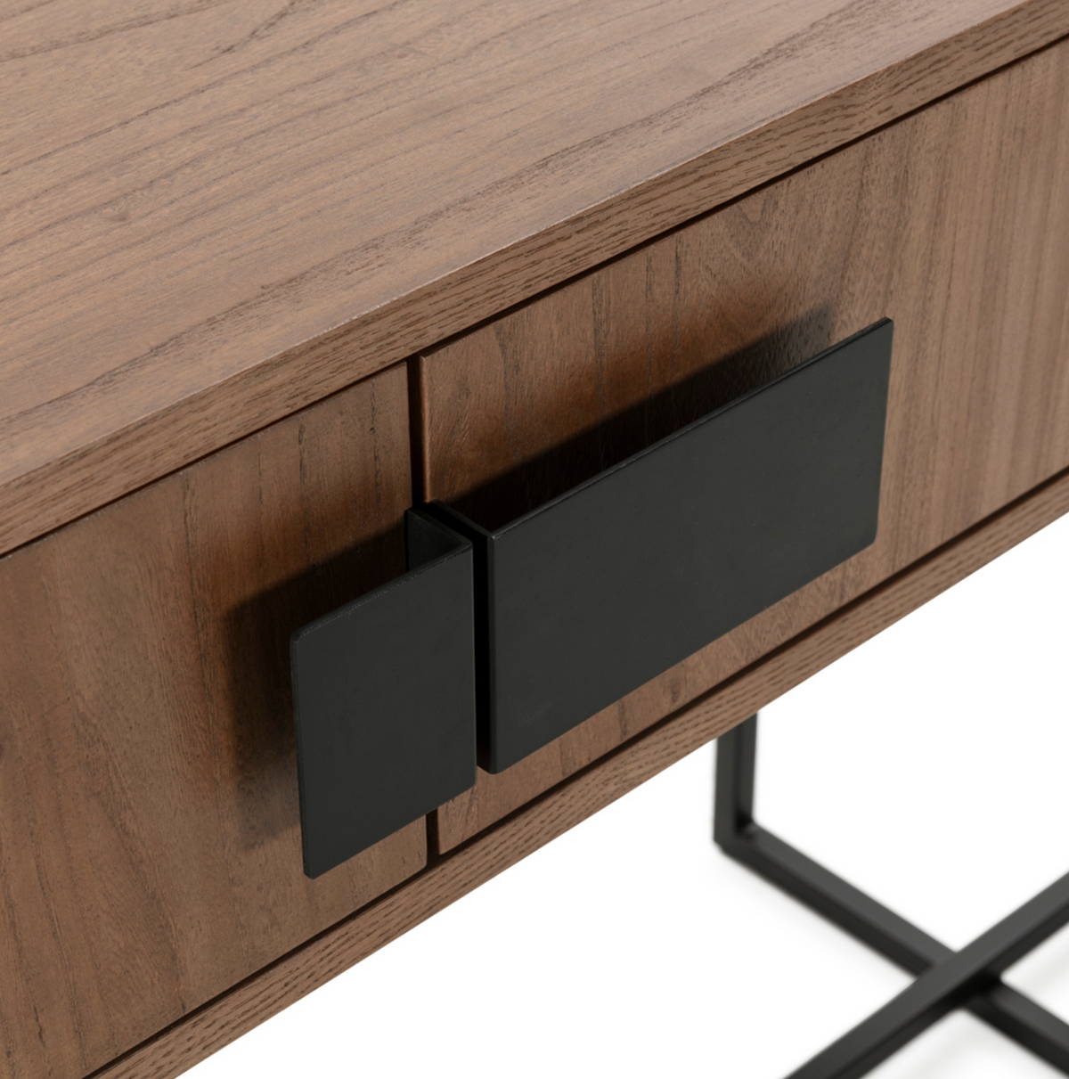 Consola Industrial Madera de Olmo y Hierro | Nogal / Negro Mate