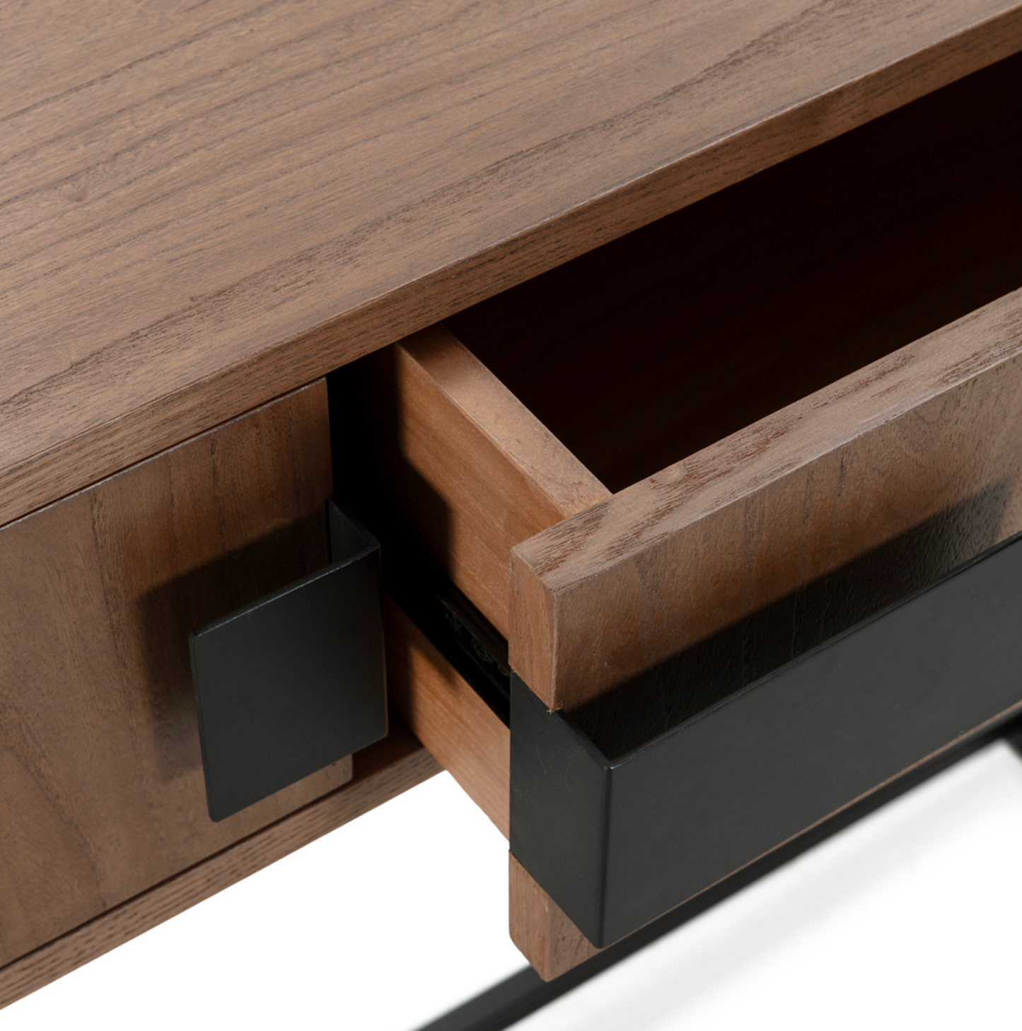 Consola Industrial Madera de Olmo y Hierro | Nogal / Negro Mate