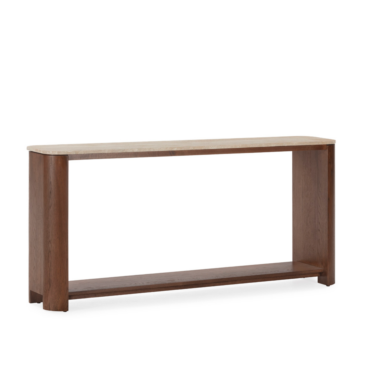 Consola Vintage Roble y Mármol Travertino 181cm | Marrón / Crema