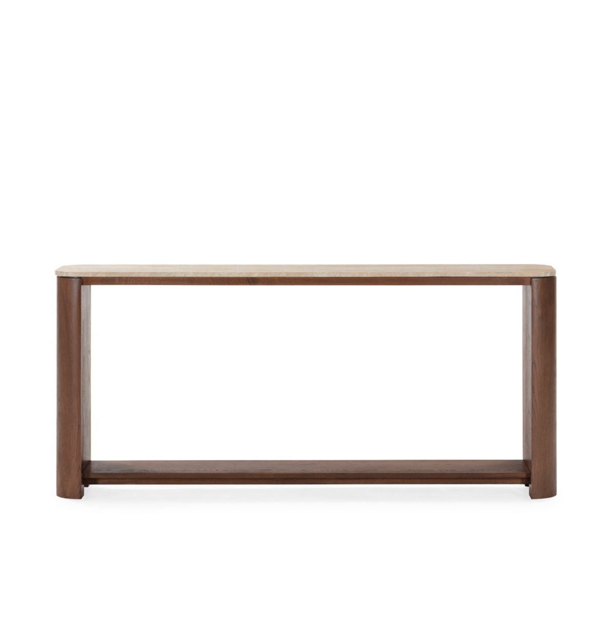Consola Vintage Roble y Mármol Travertino 181cm | Marrón / Crema