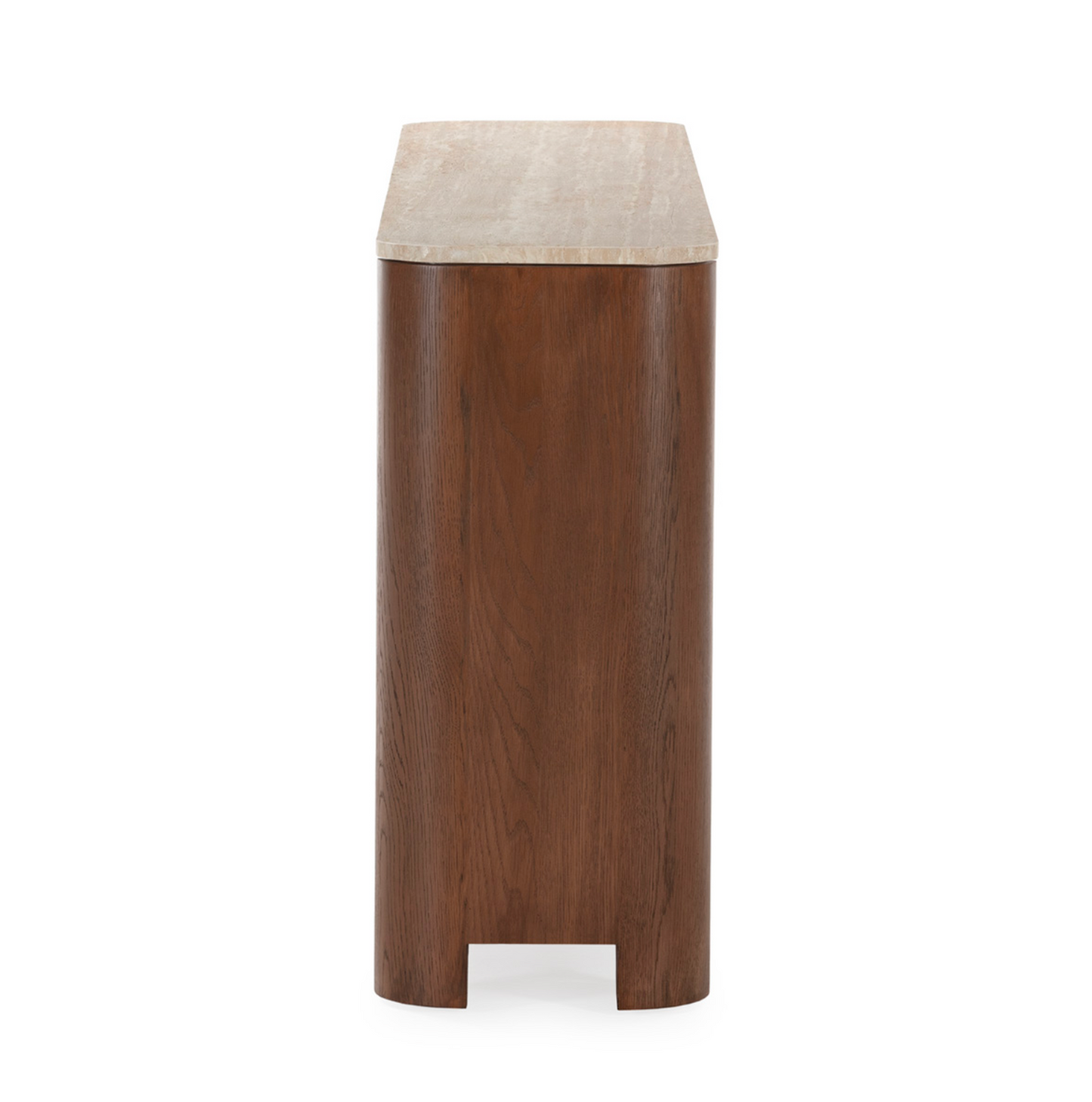 Consola Vintage Roble y Mármol Travertino 181cm | Marrón / Crema