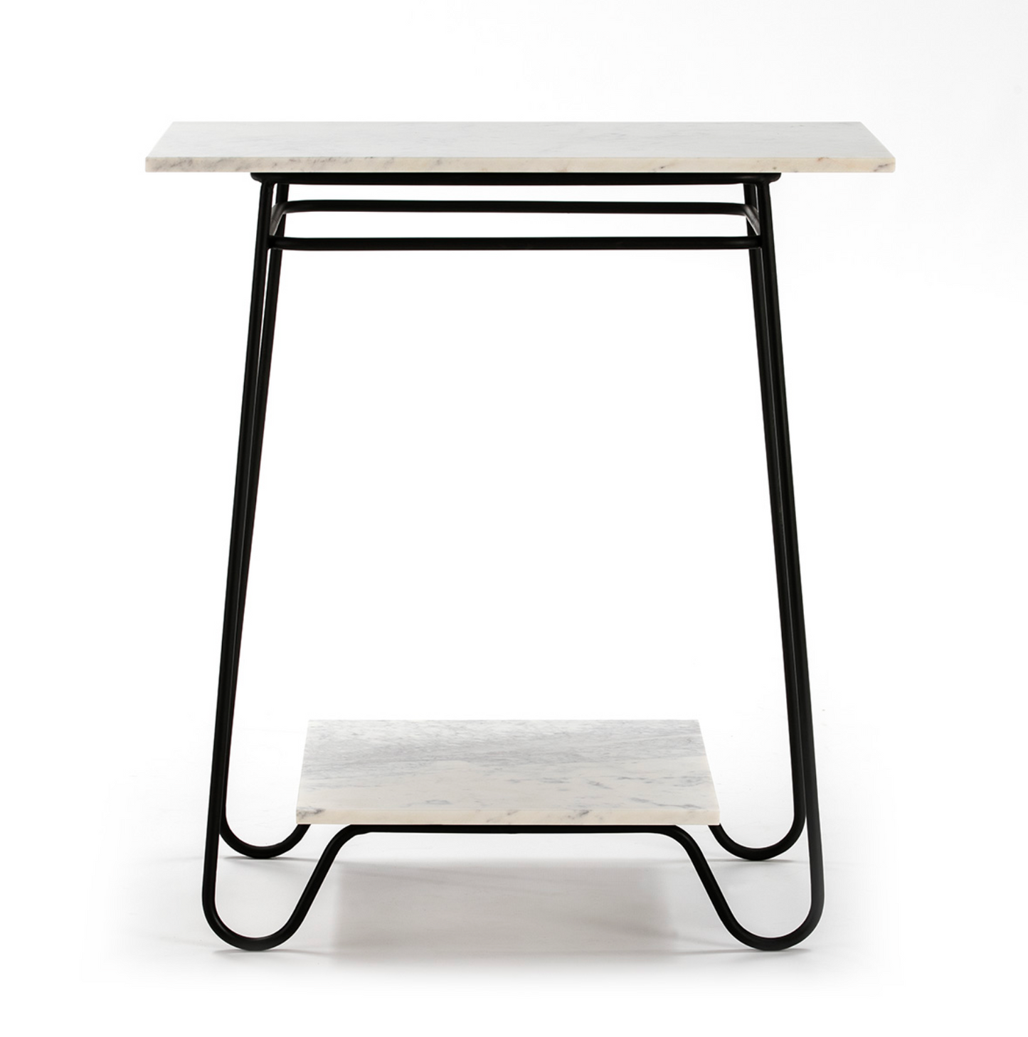 Mesa Auxiliar Vintage Mármol Blanco y Metal Negro | 71x41x78 cm