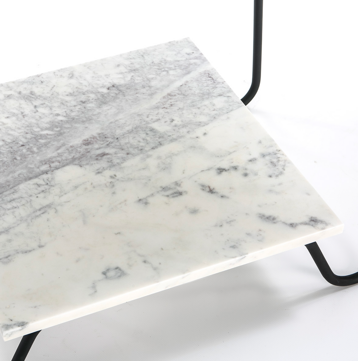 Mesa Auxiliar Vintage Mármol Blanco y Metal Negro | 71x41x78 cm