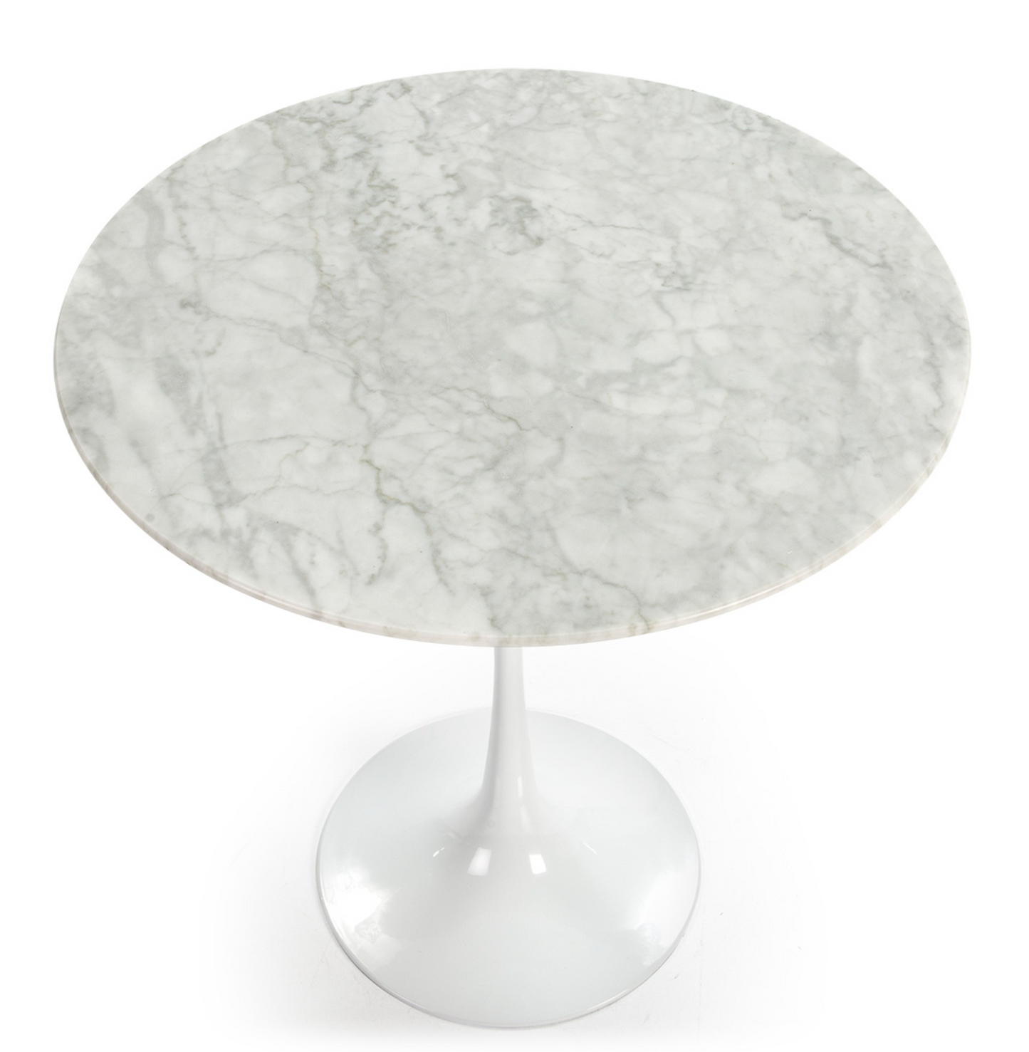 Mesa Auxiliar Redonda Estilo Tulip Mármol Blanco | Ø50 x 50 cm