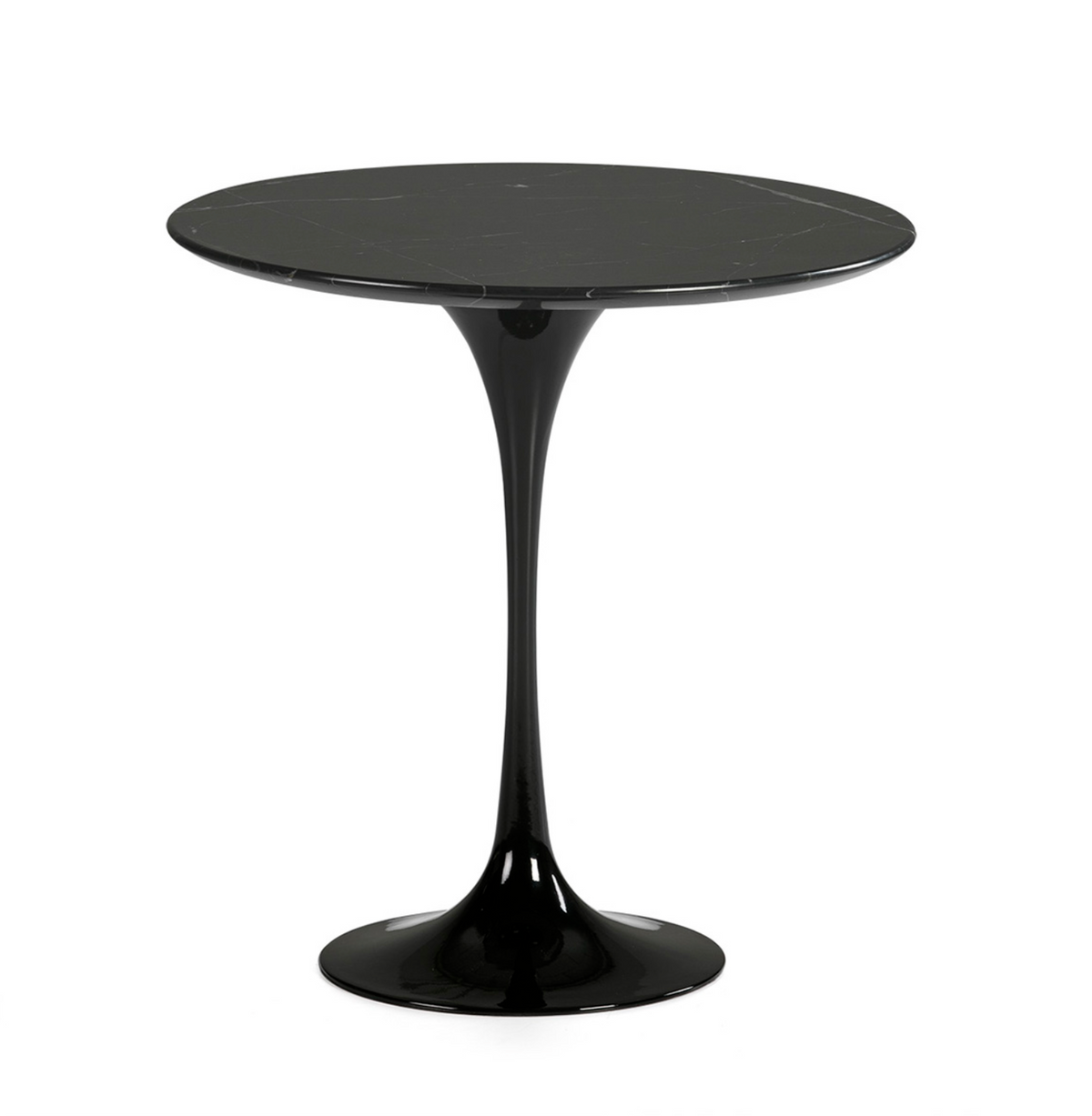 Mesa Auxiliar Redonda Estilo Tulip Mármol Negro | Ø50 x 50 cm
