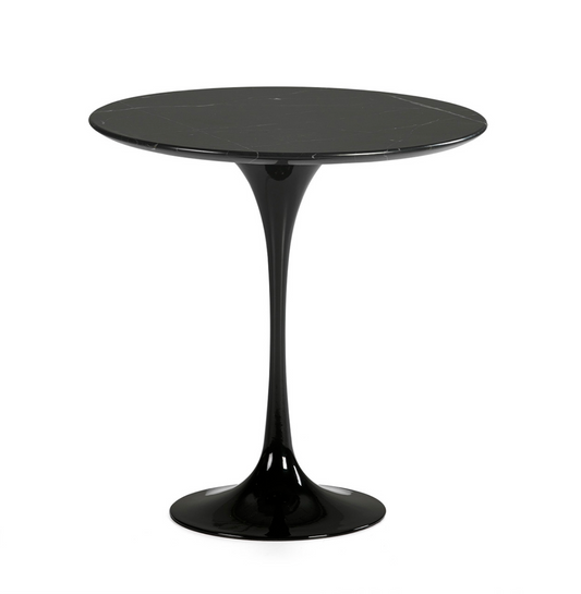 Mesa Auxiliar Redonda Estilo Tulip Mármol Negro | Ø50 x 50 cm