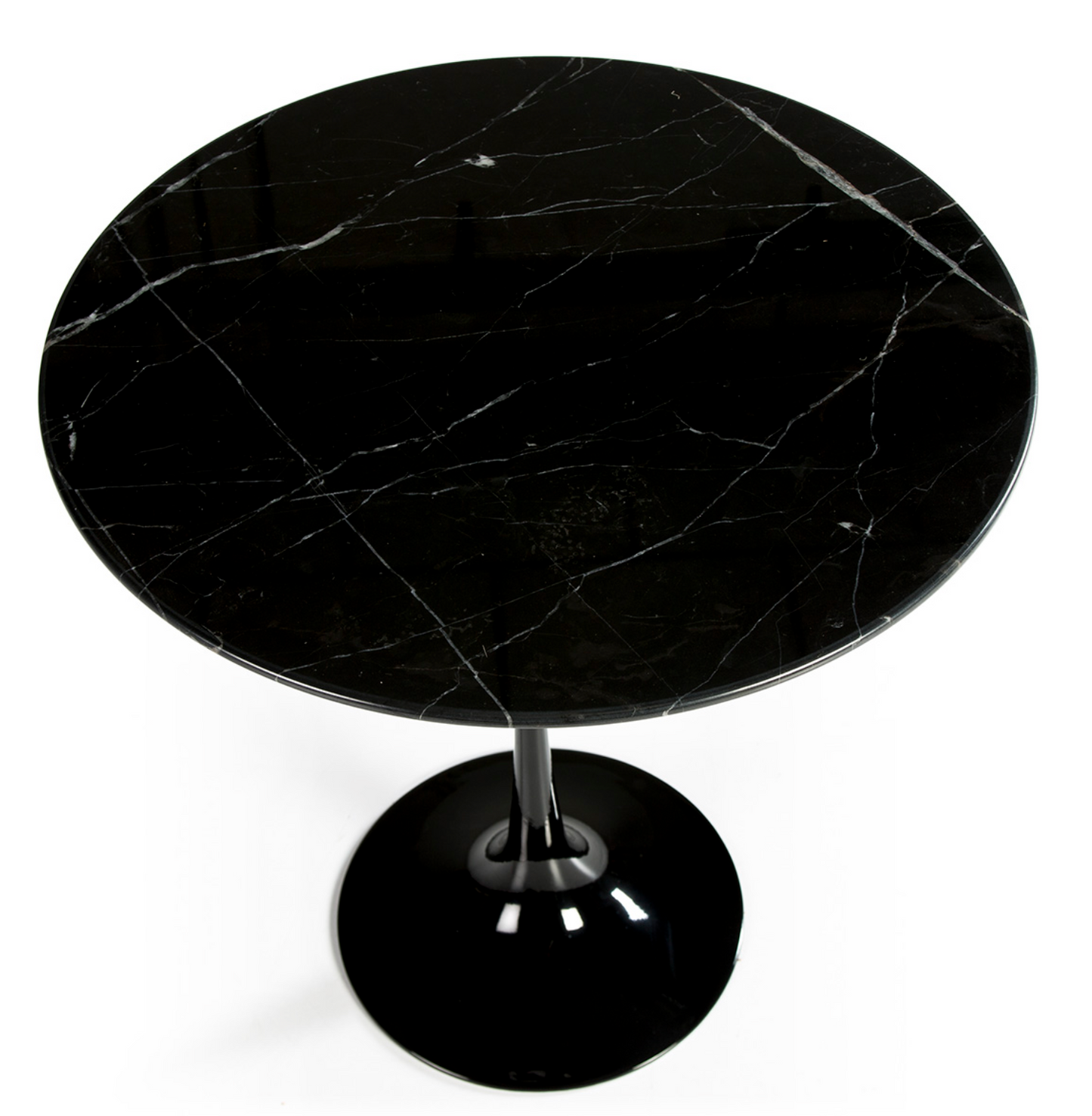 Mesa Auxiliar Redonda Estilo Tulip Mármol Negro | Ø50 x 50 cm