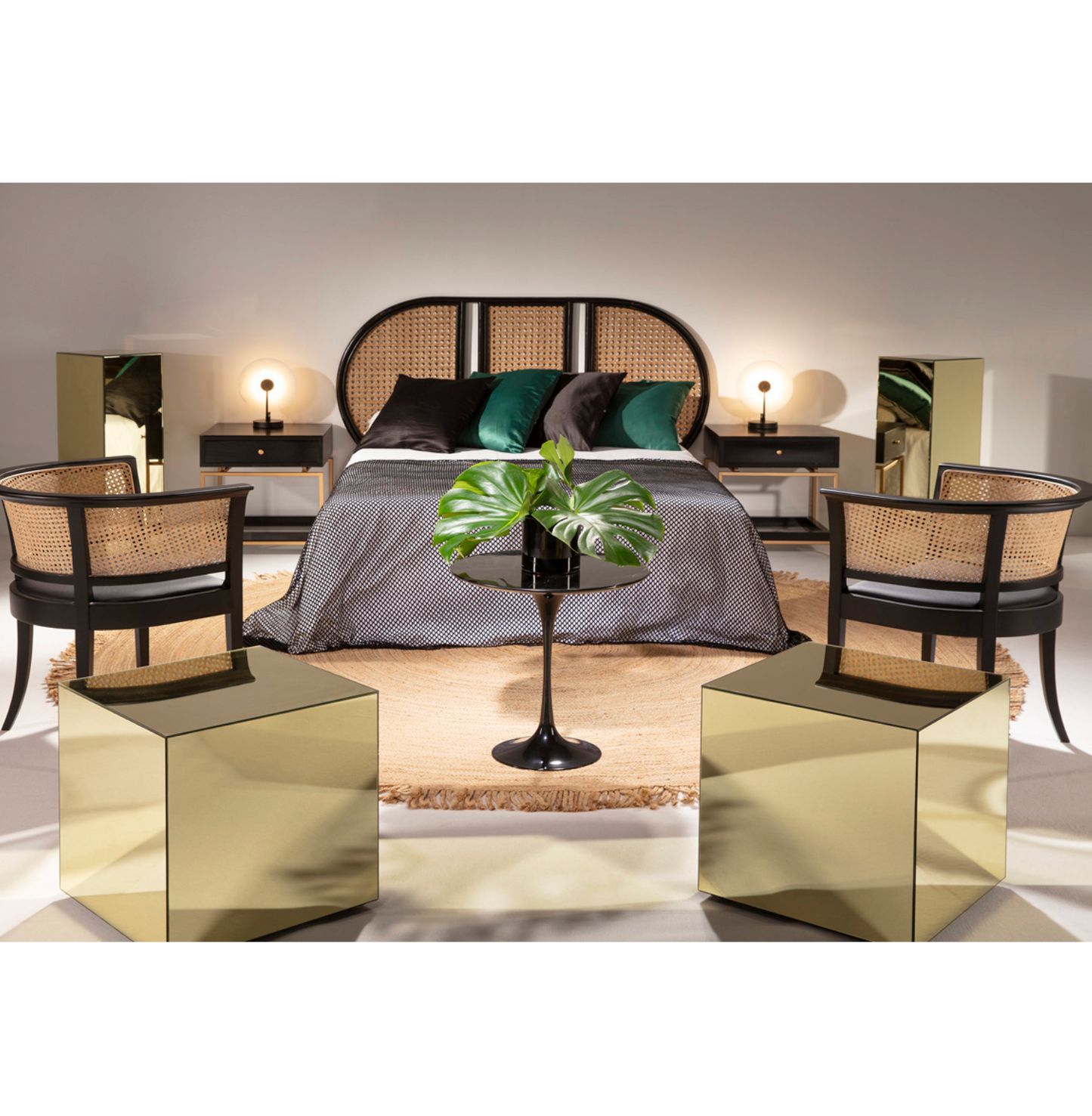 Mesa Auxiliar Redonda Estilo Tulip Mármol Negro | Ø50 x 50 cm