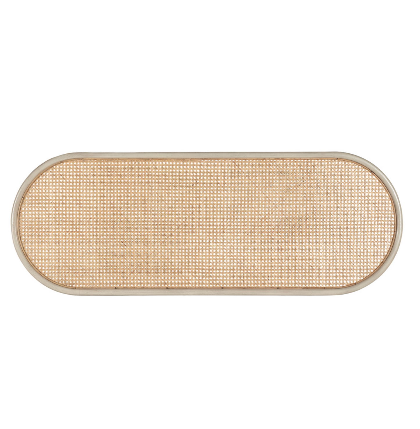 Cabecero Vintage Ratán y Madera de Cedro Ovalado 180cm | Blanco Velado