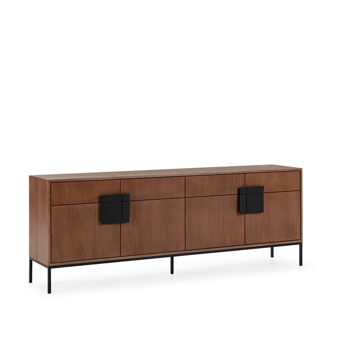 Aparador Vintage Madera de Olmo y Hierro Nogal y Negro Mate Thai Natura