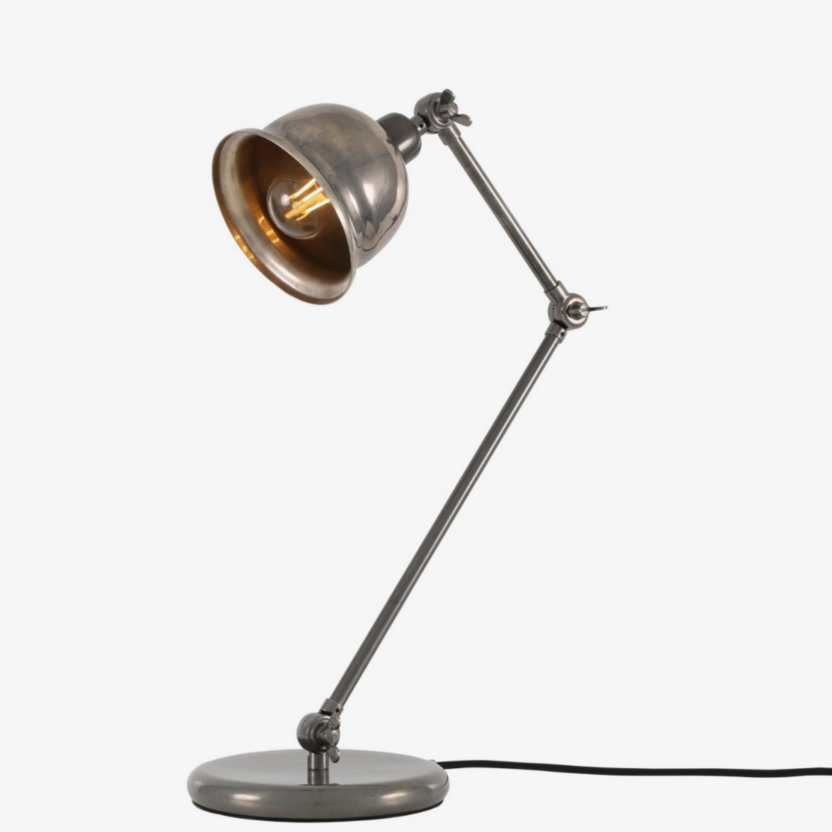 Lámpara de mesa articulada Dale de latón estilo vintage – Mullan Lighting