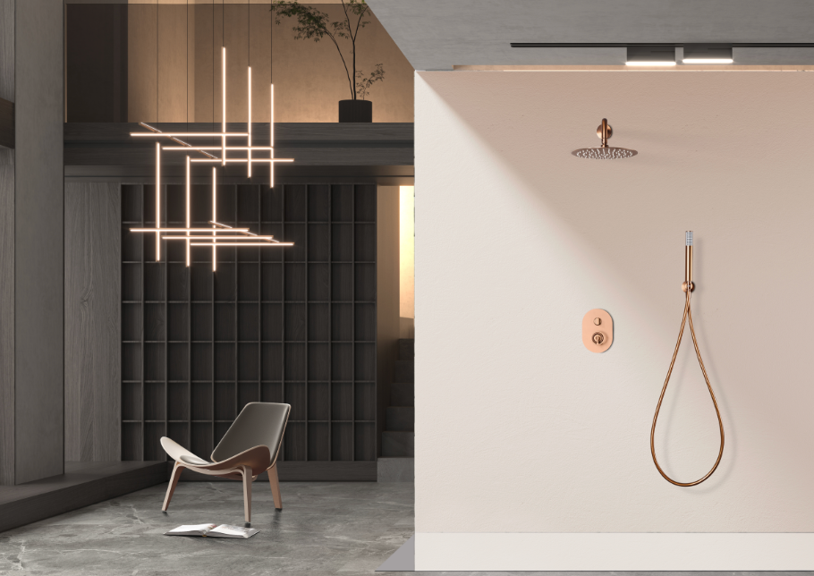 ambiente conjunto ducha empotrado Olimpo Oro Rosa