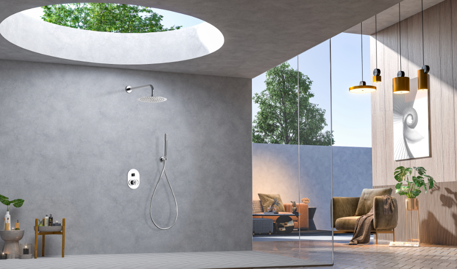 ambiente conjunto ducha empottrado Olimpo cromado