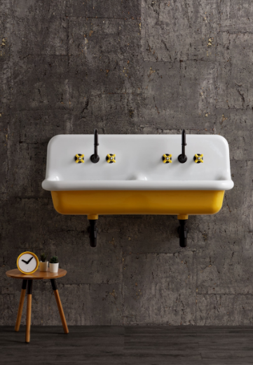 Picture of Lavabo de cerámica extragrande doble seno True Colors Retrotimes estilo Vintage